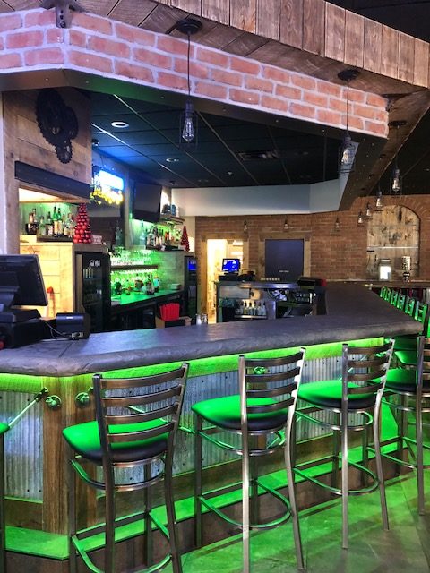 Bar with green lights