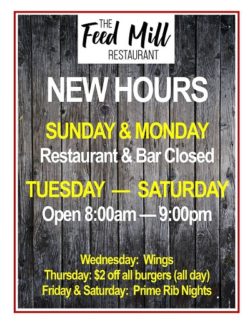 The Feed Mill Restaurant hours