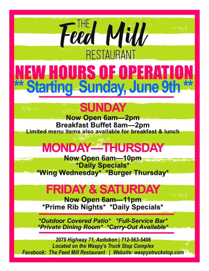 New Summer Hours at The Feed Mill Restaurant Waspy's Truck Stop