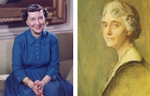 Images of first ladies Mamie Eisenhower and Lou Hoover, both born in Iowa.