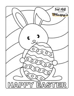 Easter bunny and egg coloring page