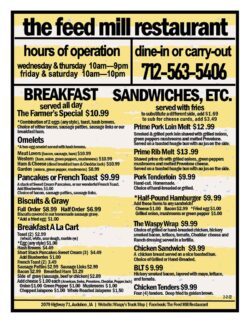 The Feed Mill menu information.