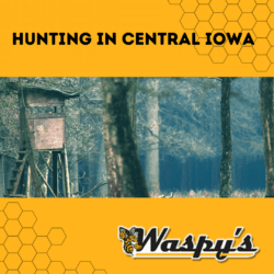 Image of a deer stand, representing hunting in Central Iowa