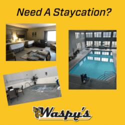 Need A Staycation? Pics of a pool, Jacuzzi, and suite