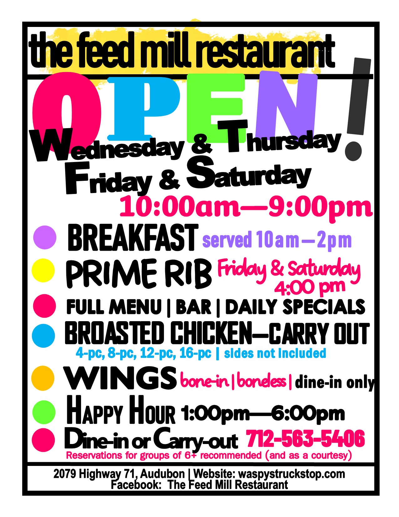 The Feed Mill Restaurant Open Hours